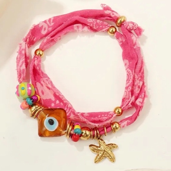 Anthropologie Jewelry - Adjustable Evil Eye Bracelet with Charms